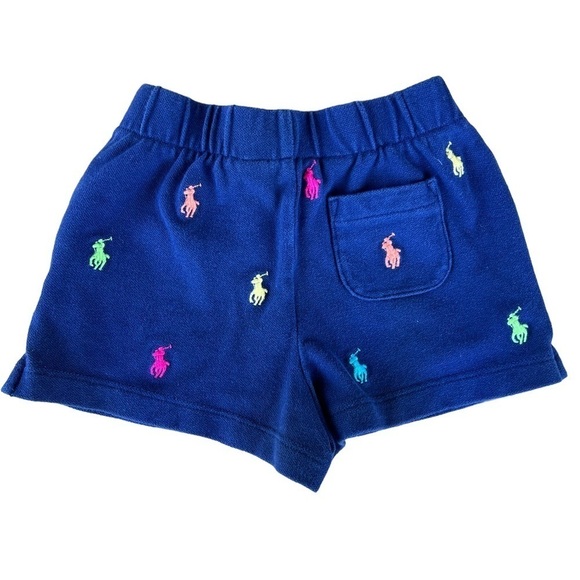 Polo Ralph Lauren Multicolor Embroidered Pony Shorts Girl’s Size 3T Blue - Picture 2 of 5